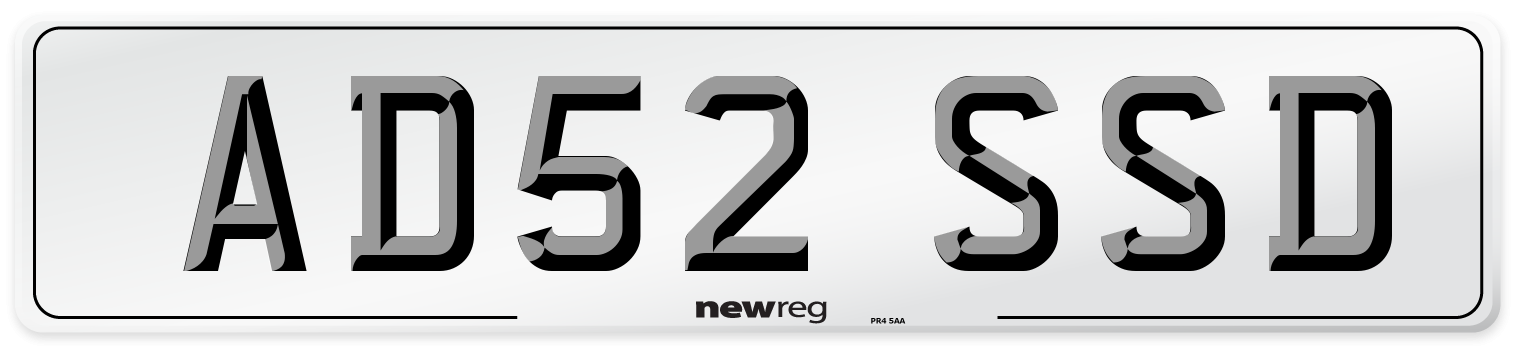 AD52 SSD Number Plate from New Reg